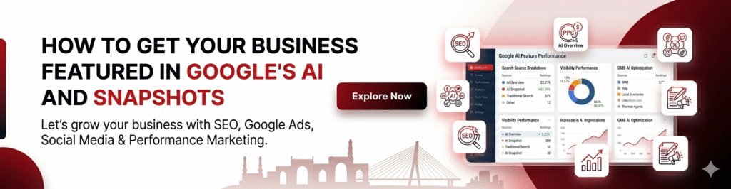 How to get your business featured in Google's AI Overview and AI Snapshots using SEO, PPC, Google Ads, social media and performance marketing dashboard.